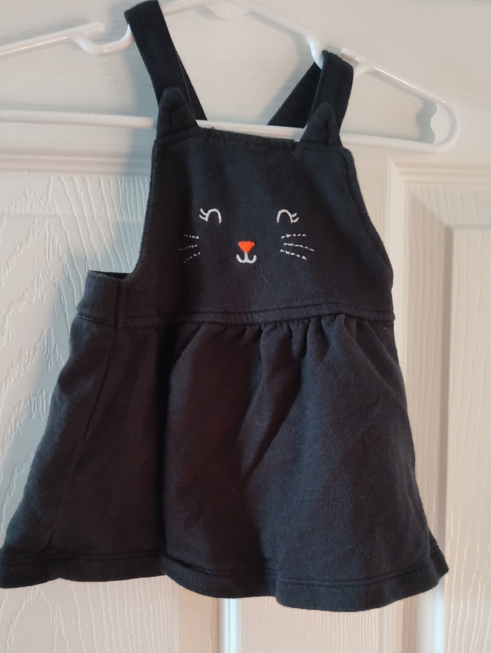 Carter's Black Knit Pinafore Overall Dress with Cat Face